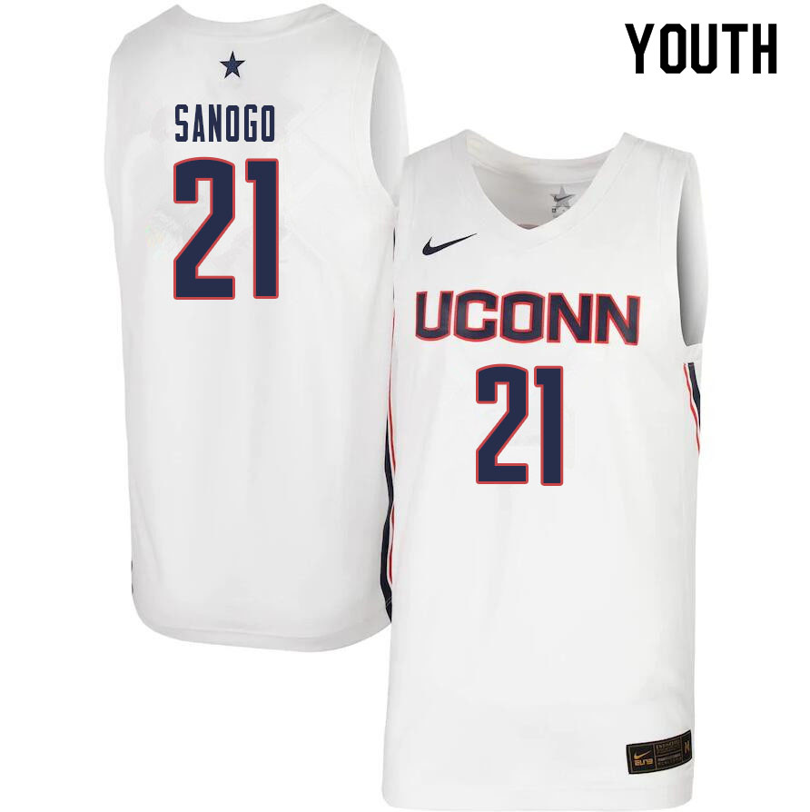 Youth #21 Adama Sanogo Uconn Huskies College Basketball Jerseys Sale-White - Click Image to Close